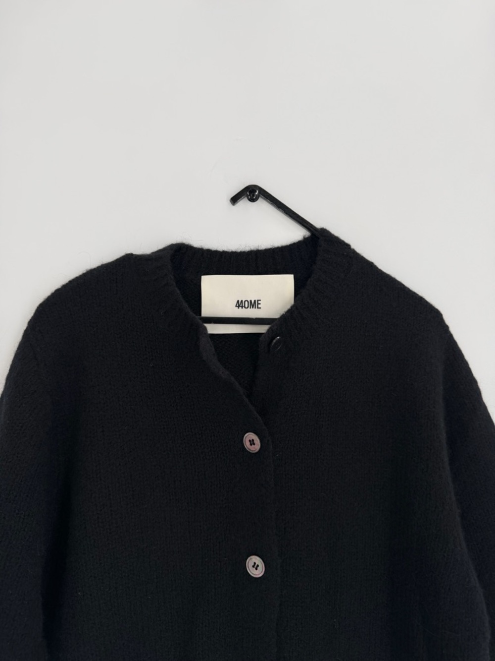 440me Black Alpaca Wool Blend Short Sleeve Button Front Sweater Cardigan
